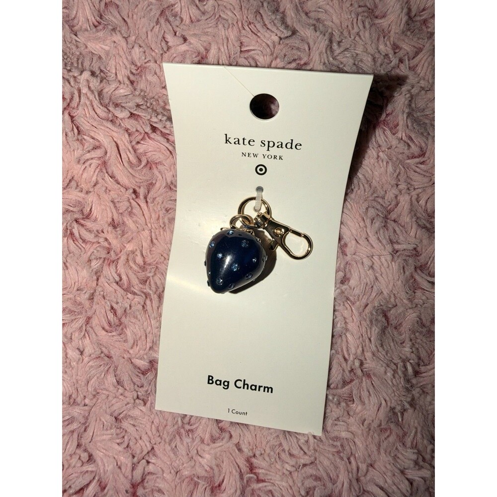 New Kate Spade X Target Blue Strawberry Handbag Charm Clip Food Blue